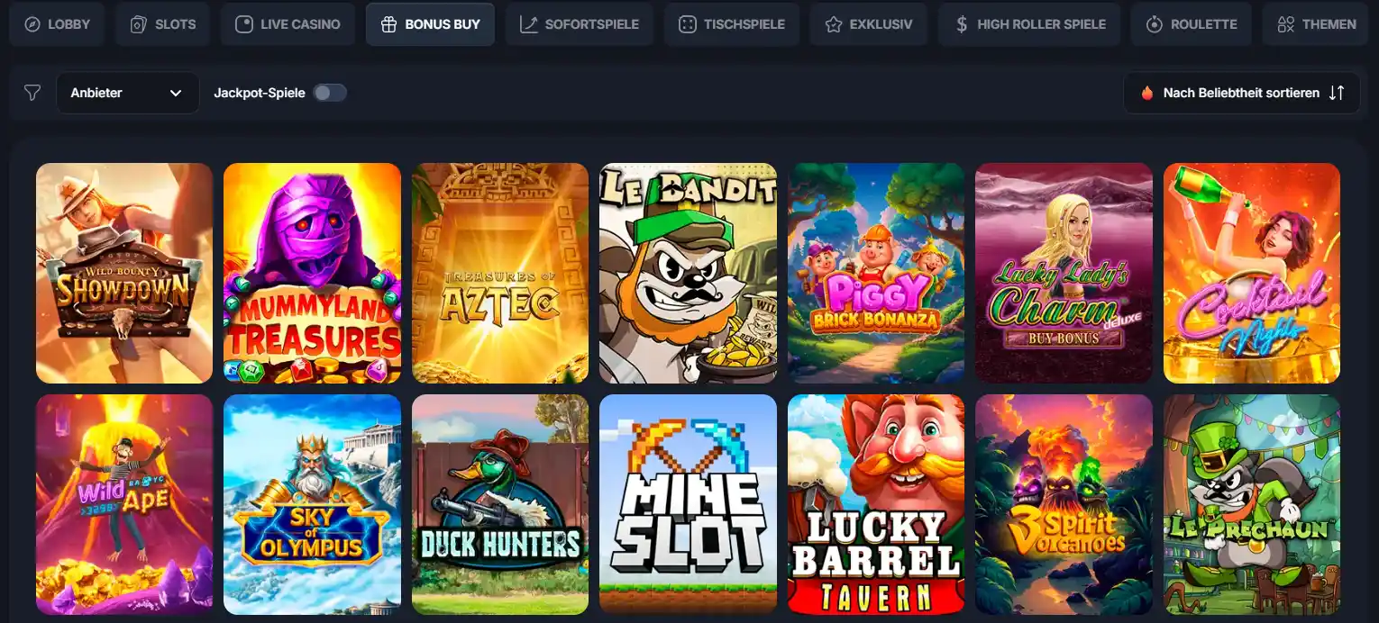 Beef Casino Bonus Buy Spiele mit verschiedenen Spielautomaten und gekauften Features