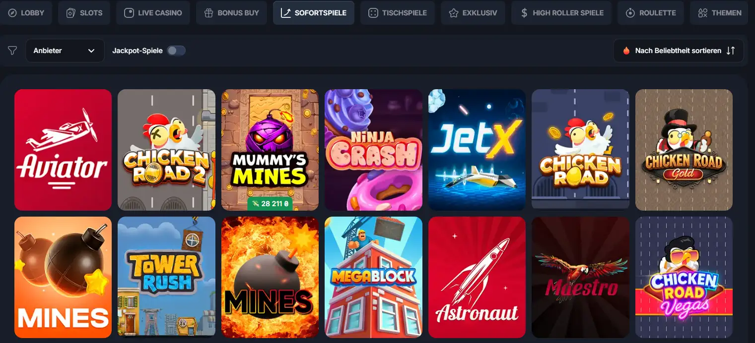 Beef Casino Instant Games mit Aviator Chicken Road Mines und JetX